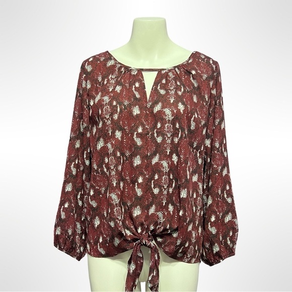 West K Burgundy Snake Skin Print Blouse - Picture 3 of 7